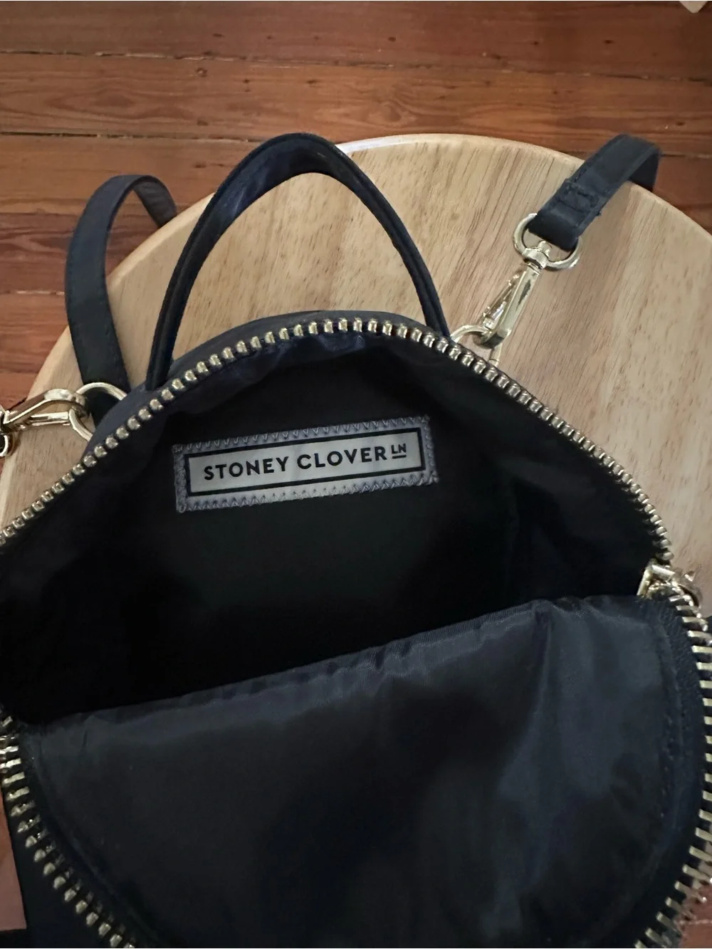 Stoney Clover Lane Black Mini Backpack Crossbody with Gold Hardware